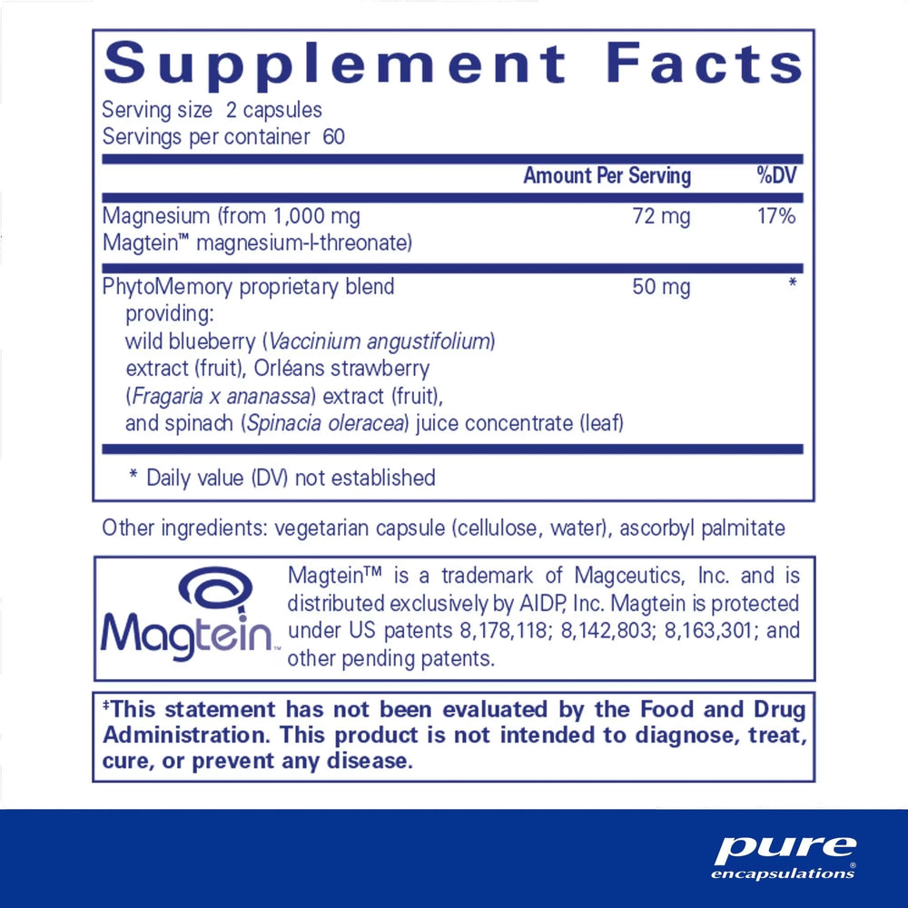 Pure Encapsulations - CogniMag (with Magtein), 120 caps