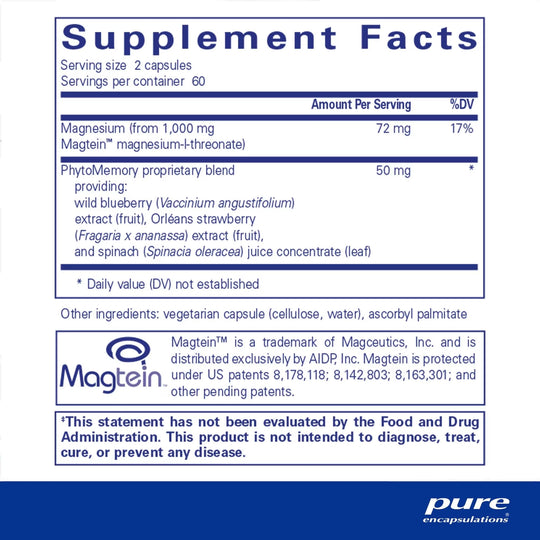Pure Encapsulations - CogniMag (with Magtein), 120 caps