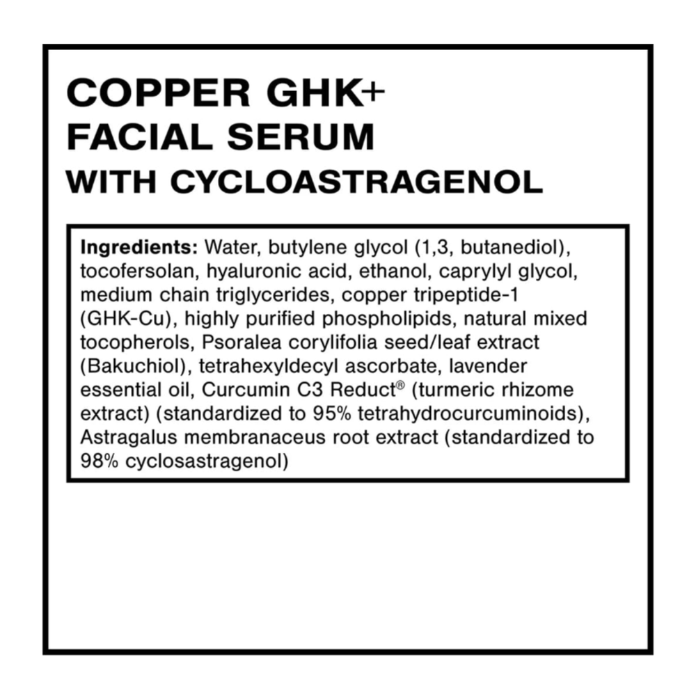 Quicksilver Scientific Copper GHK+ Facial Serum with Cycloastragenol (30mL)