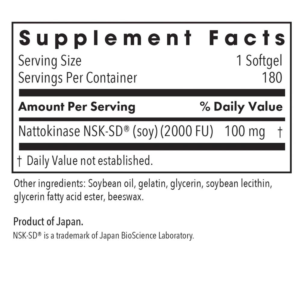 Allegy Research Group- Nattokinase 100mg, 180 soft gels