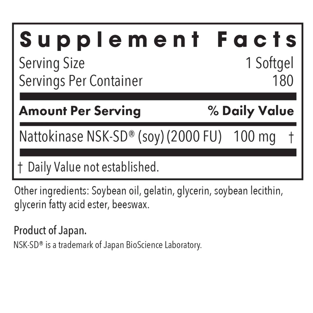 Allegy Research Group- Nattokinase 100mg, 180 soft gels
