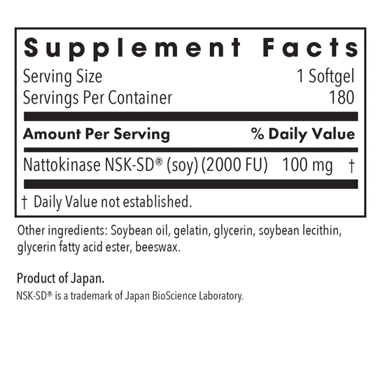 Allegy Research Group- Nattokinase 100mg, 180 soft gels
