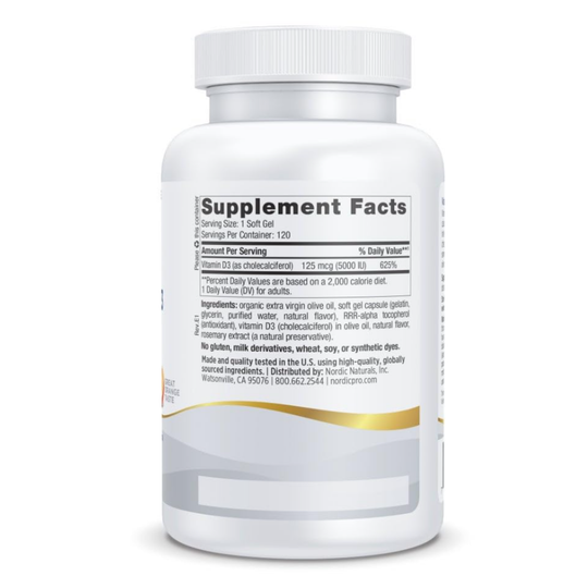 Nordic Naturals Vitamin D3 5000IU, 120 caps