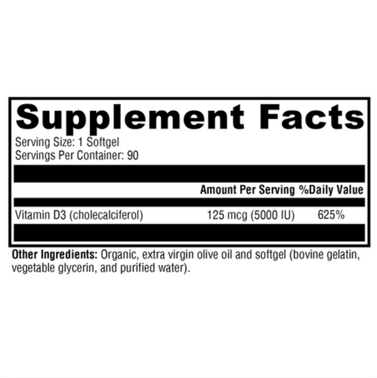Xymogen Vitamin D3 5000IU, 90 Softgels