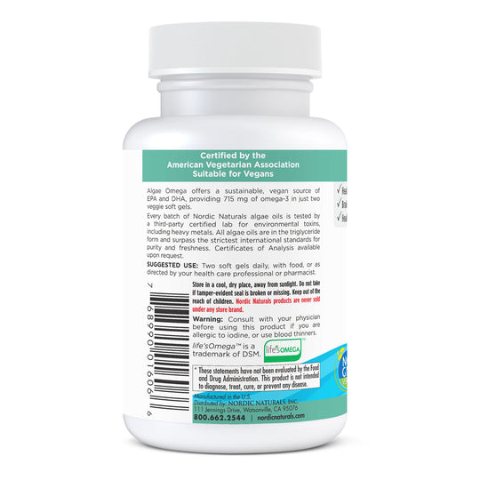 Nordic Naturals Algae Omega, 60 caps (DHA: 390mg, EPA: 195mg)