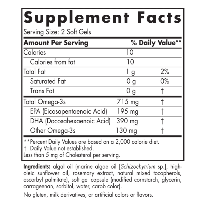 Nordic Naturals Algae Omega, 60 caps (DHA: 390mg, EPA: 195mg)